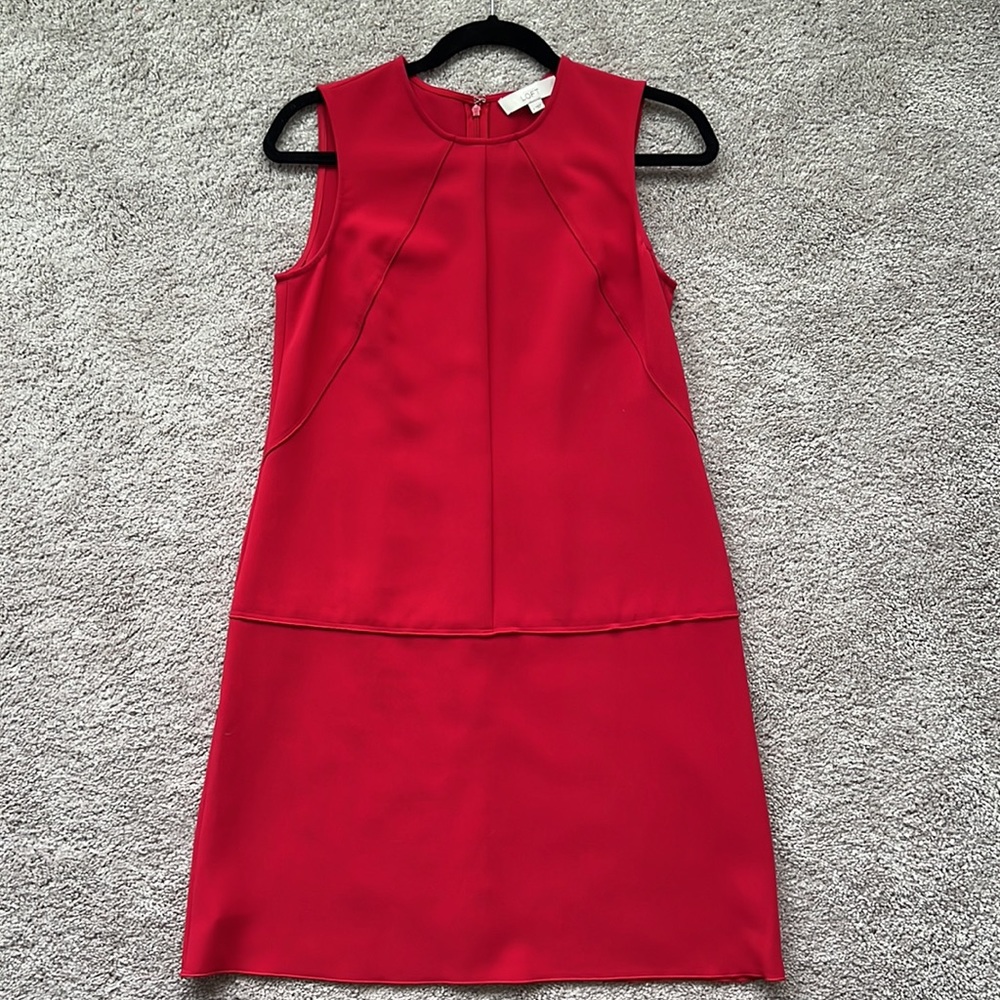 Ann Taylor LOFT Red Seamed Shift Dress